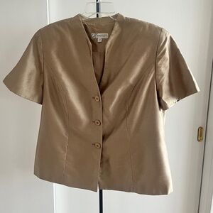 Larry Levine Suit Jacket Silky Raw Silk Look Shimmer Short Sleeve Lined Sz 14